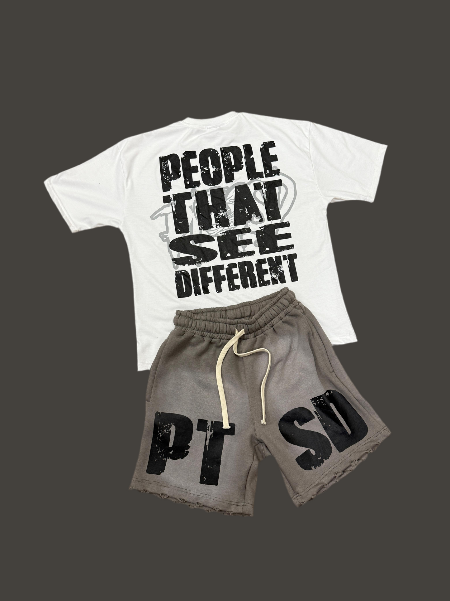 Dark grey PTSD sweat short set
