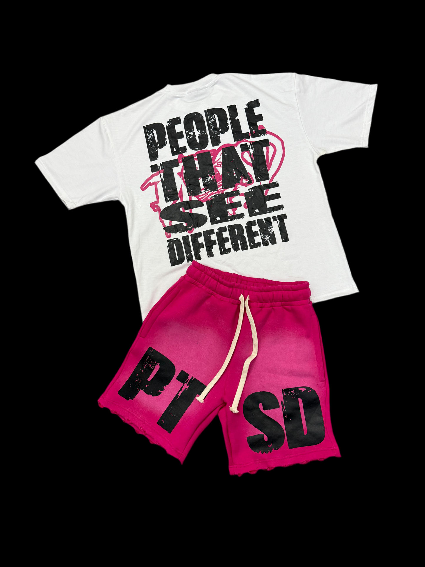 Hot pink PTSD sweatshort set