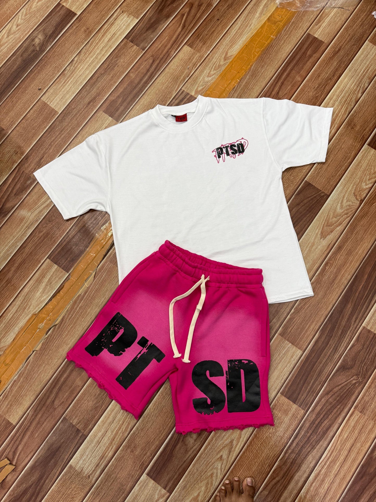 Hot pink PTSD sweatshort set