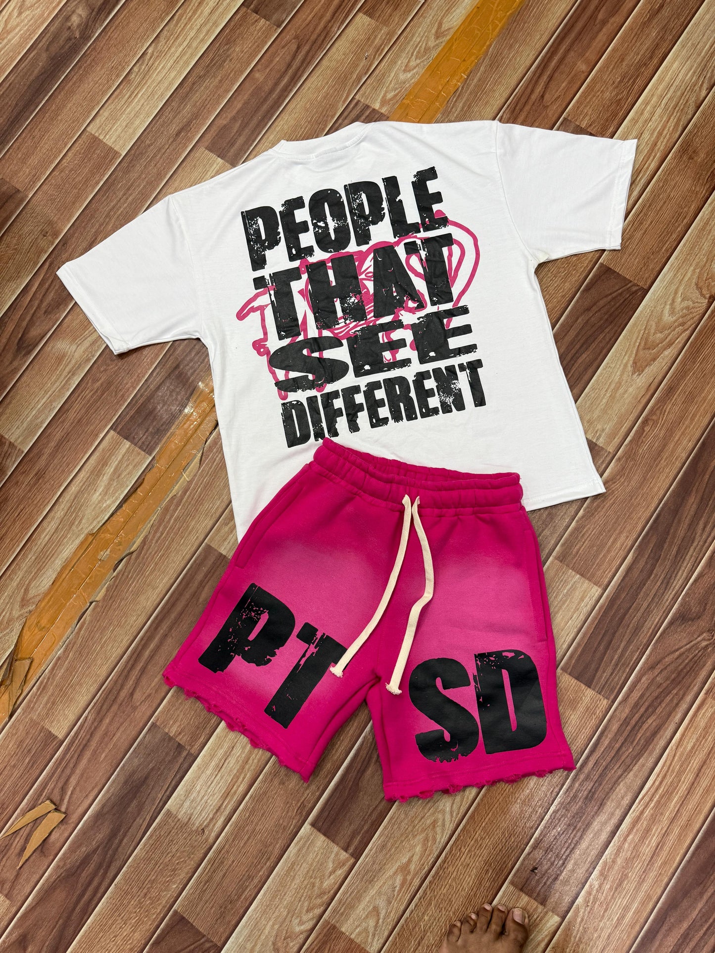 Hot pink PTSD sweatshort set
